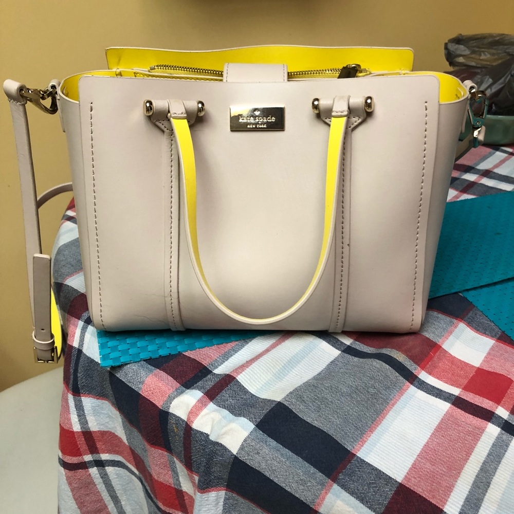 Kate Spade Handbag Rose Cloud with yellow interior
